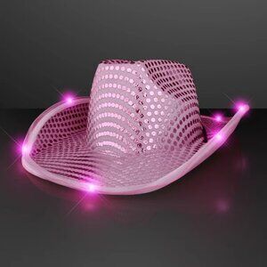 Pink Sequin Light Up LED Flashing Cowboy Hat with Sequins LEDS, Cowgirl,Western‎